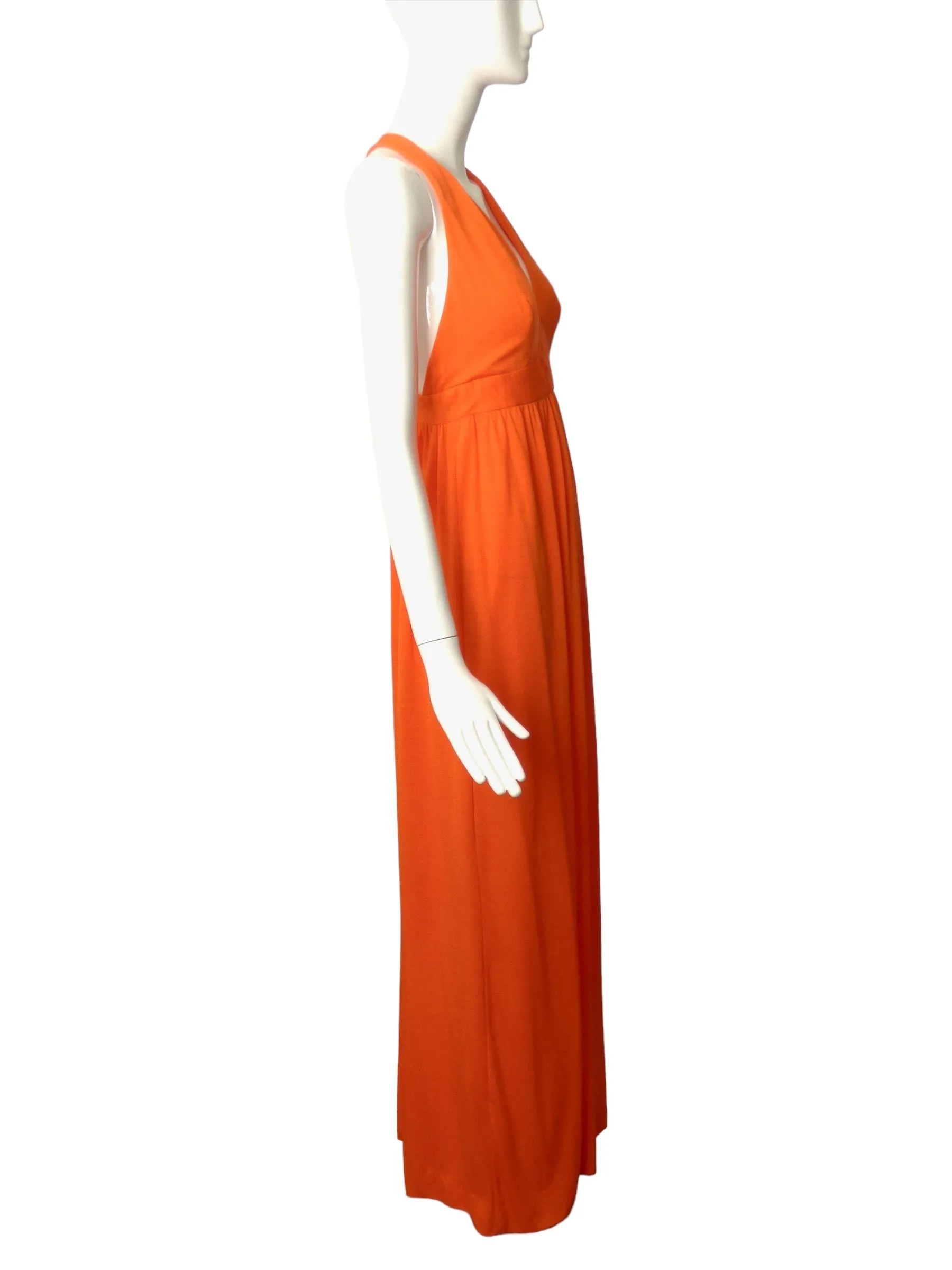 1970s Orange Knit Maxi Dress & Scarf, Size 6