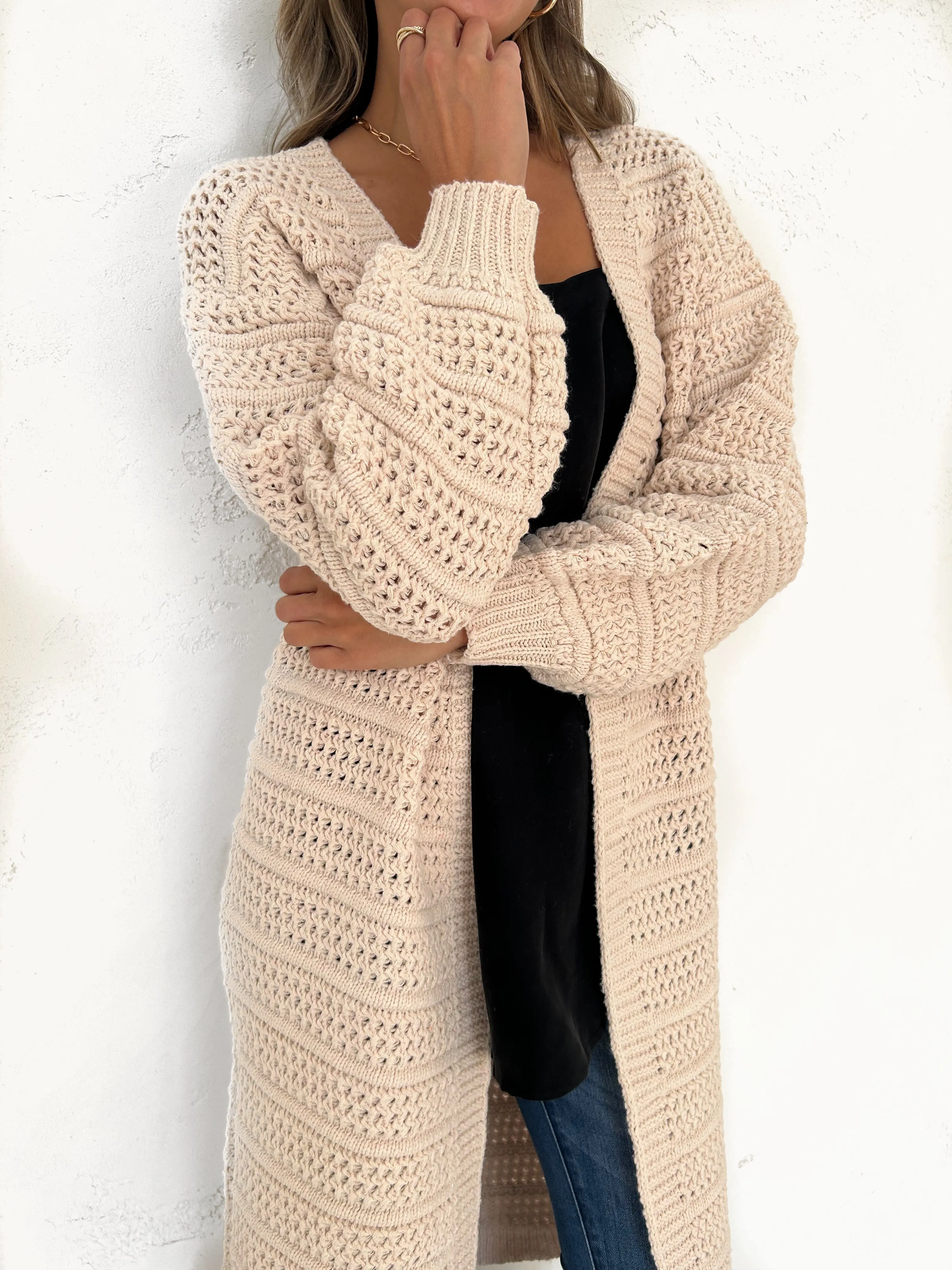 ADELE Chunky Knit Cardigan - Shell