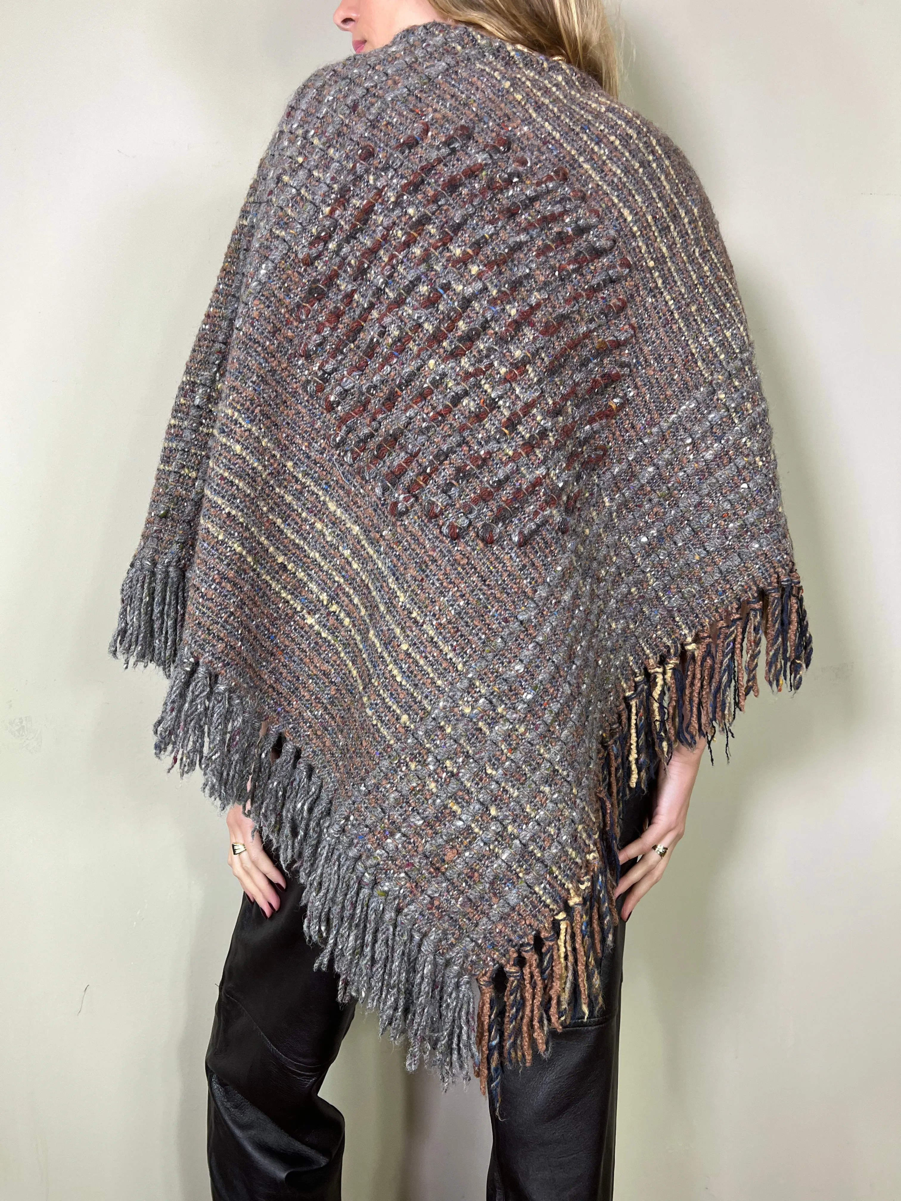 Astea, vintage lambswool fringed poncho