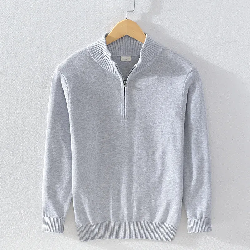 Autumn half zipper cotton sweater