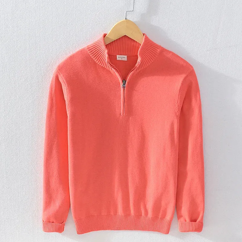 Autumn half zipper cotton sweater
