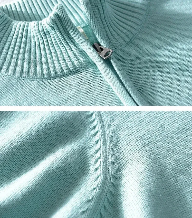 Autumn half zipper cotton sweater