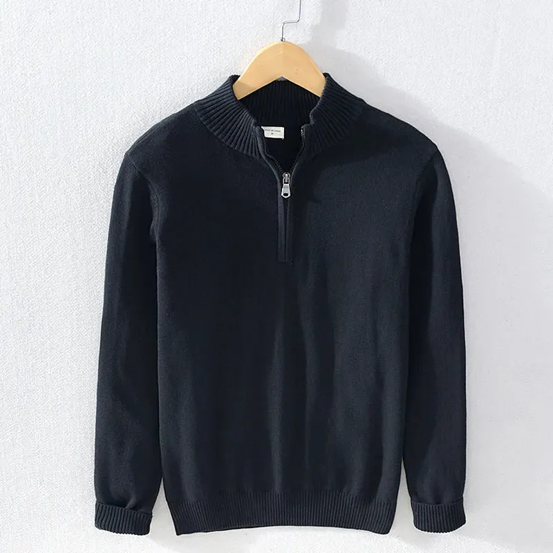 Autumn half zipper cotton sweater