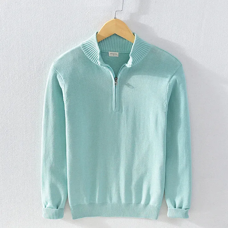 Autumn half zipper cotton sweater
