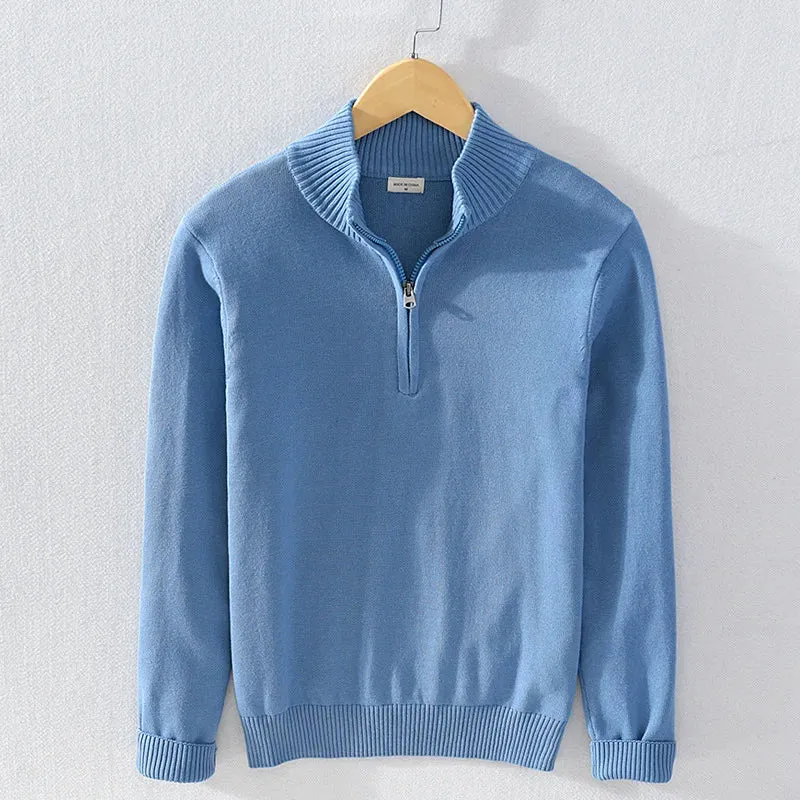 Autumn half zipper cotton sweater