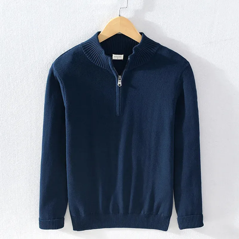 Autumn half zipper cotton sweater