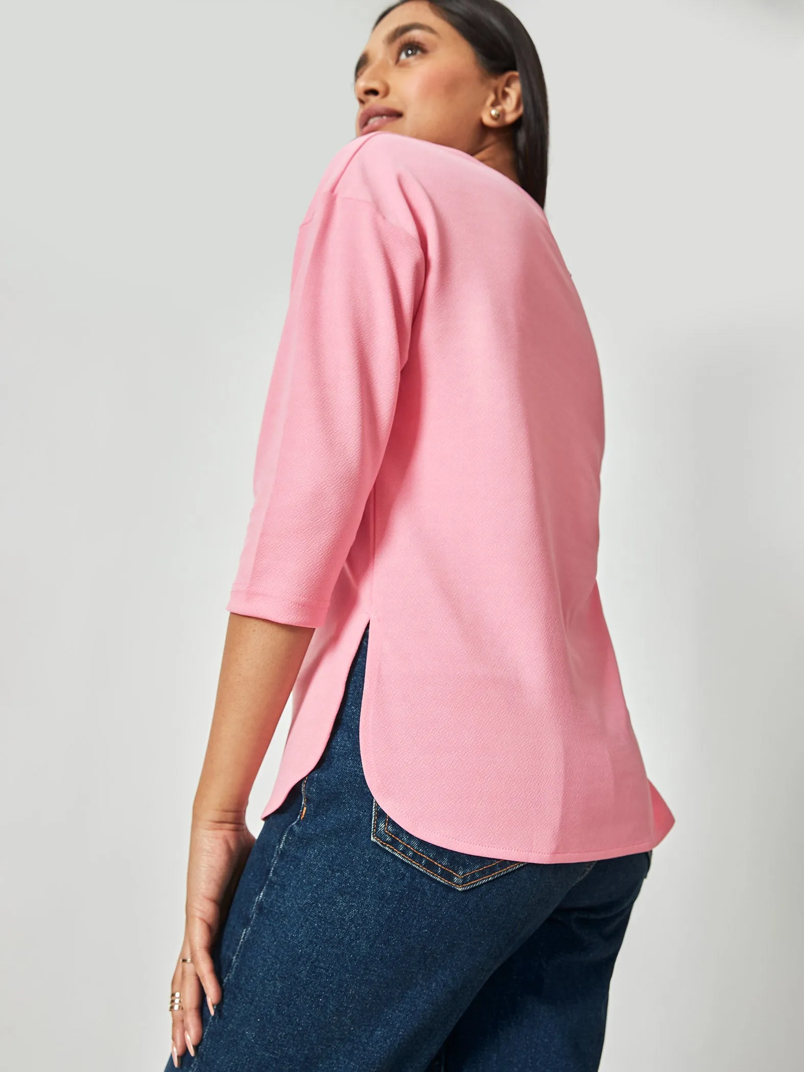 Baby Pink Round Hem Top