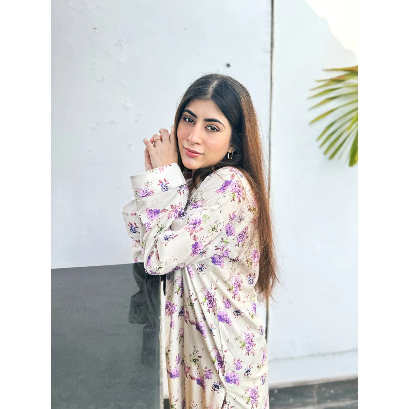 Beige Floral Co-Ord Matching Set