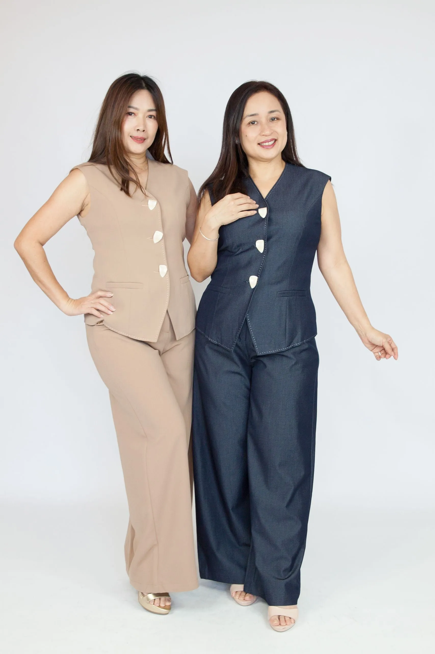 Chic Button Vest Set