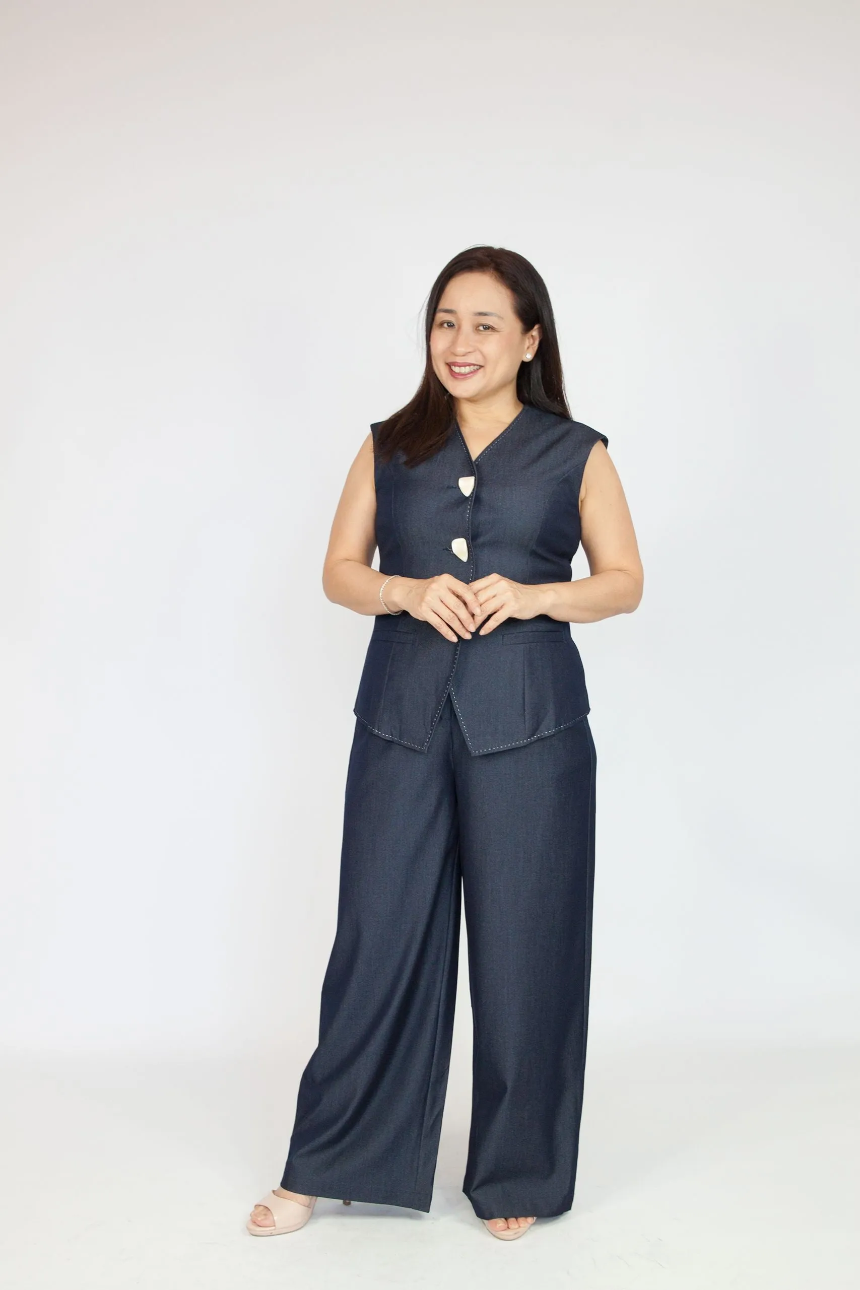 Chic Button Vest Set