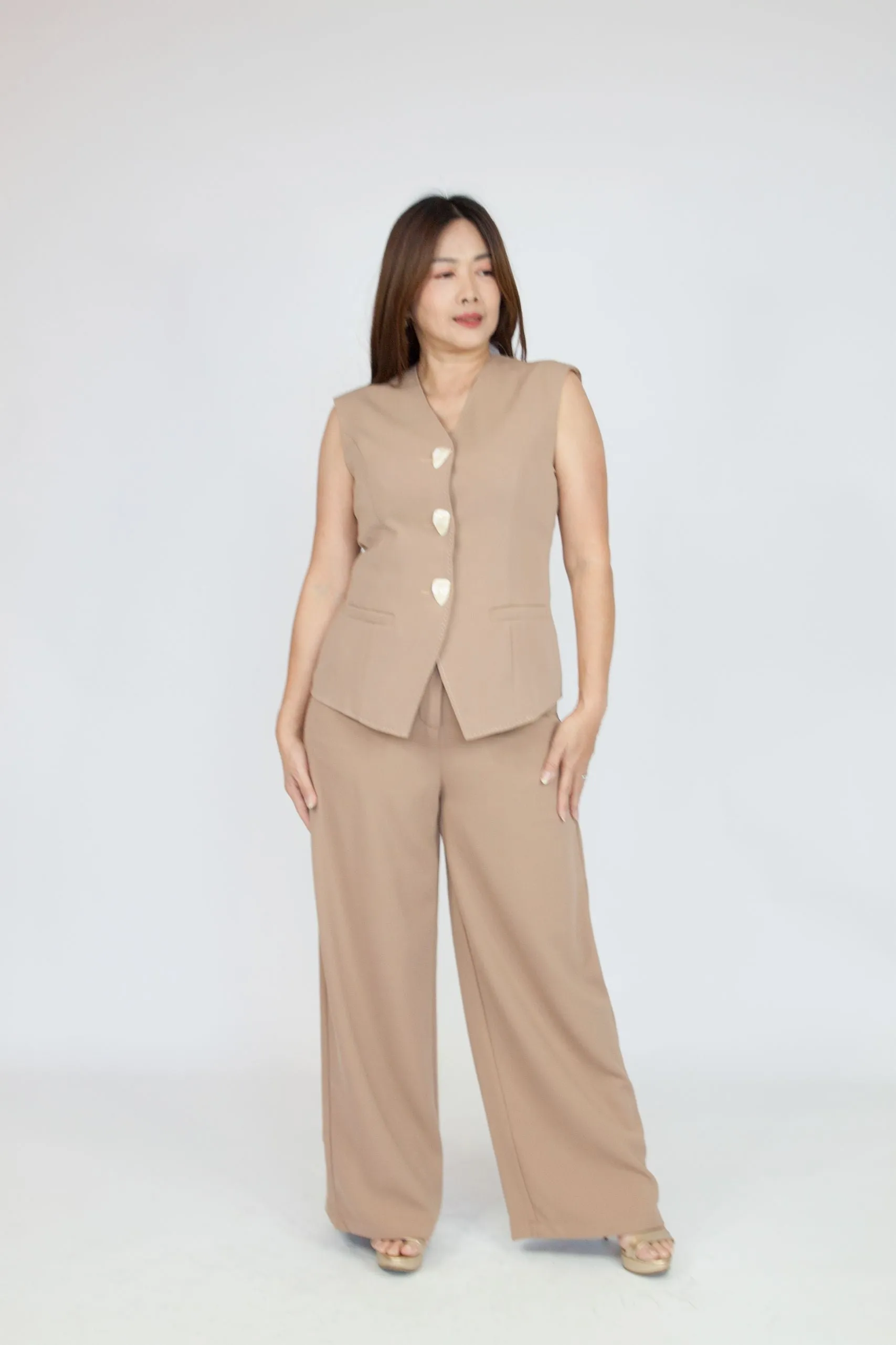 Chic Button Vest Set