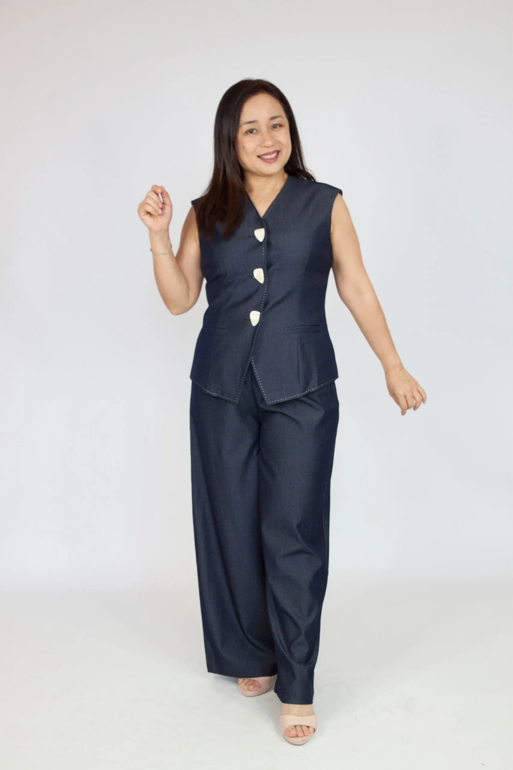 Chic Button Vest Set