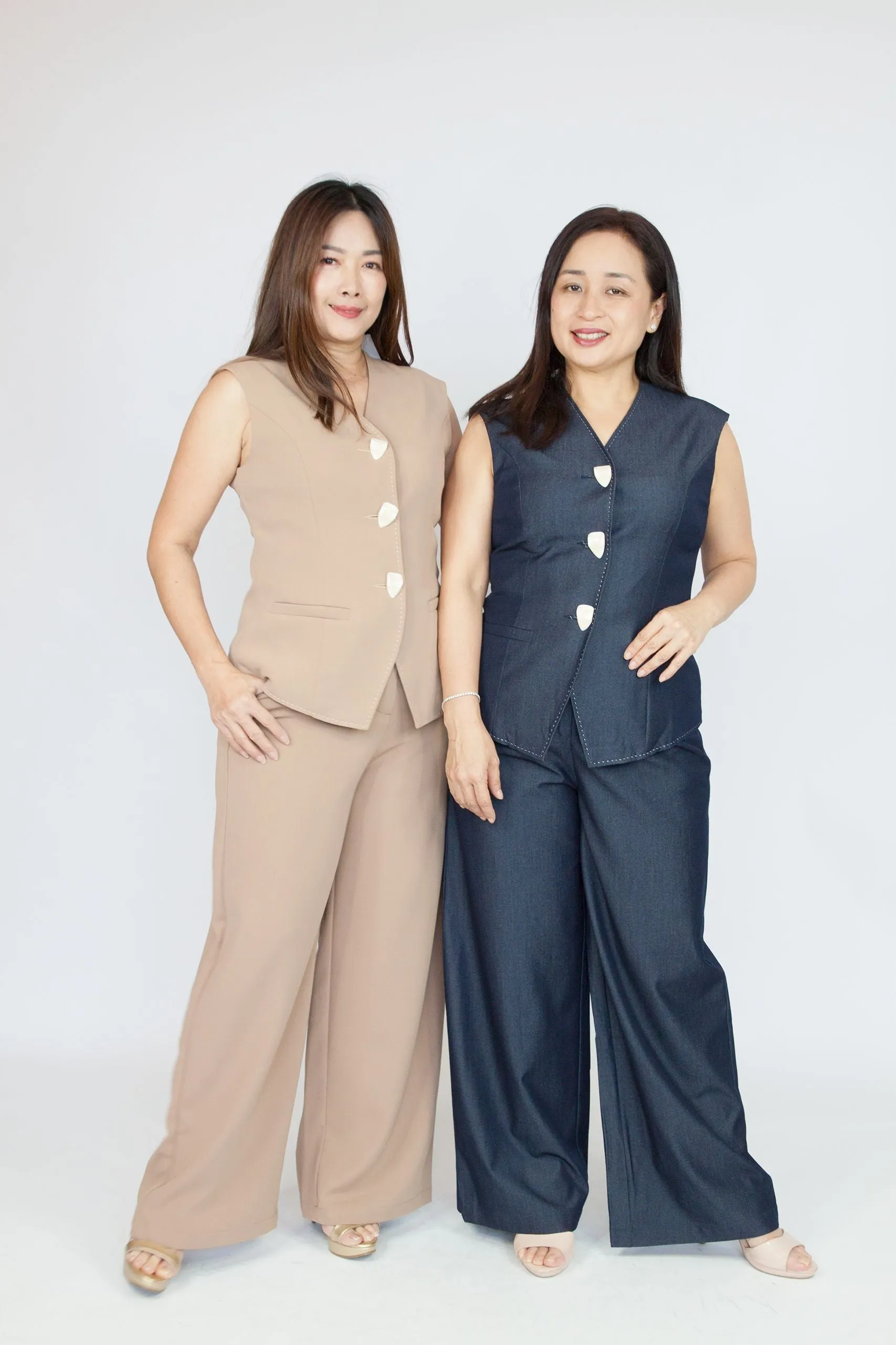 Chic Button Vest Set