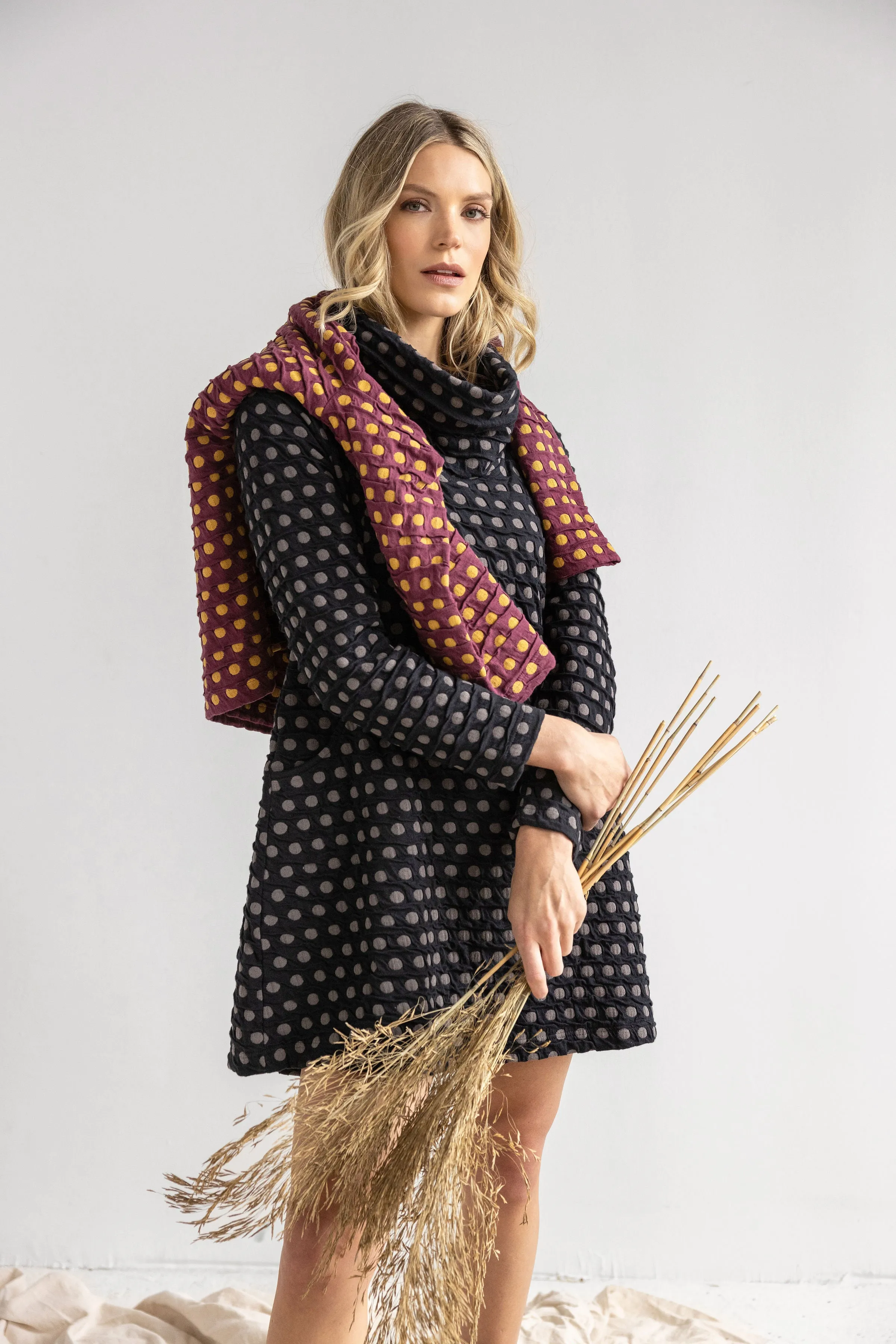 Como Spot Weave Cowl Tunic