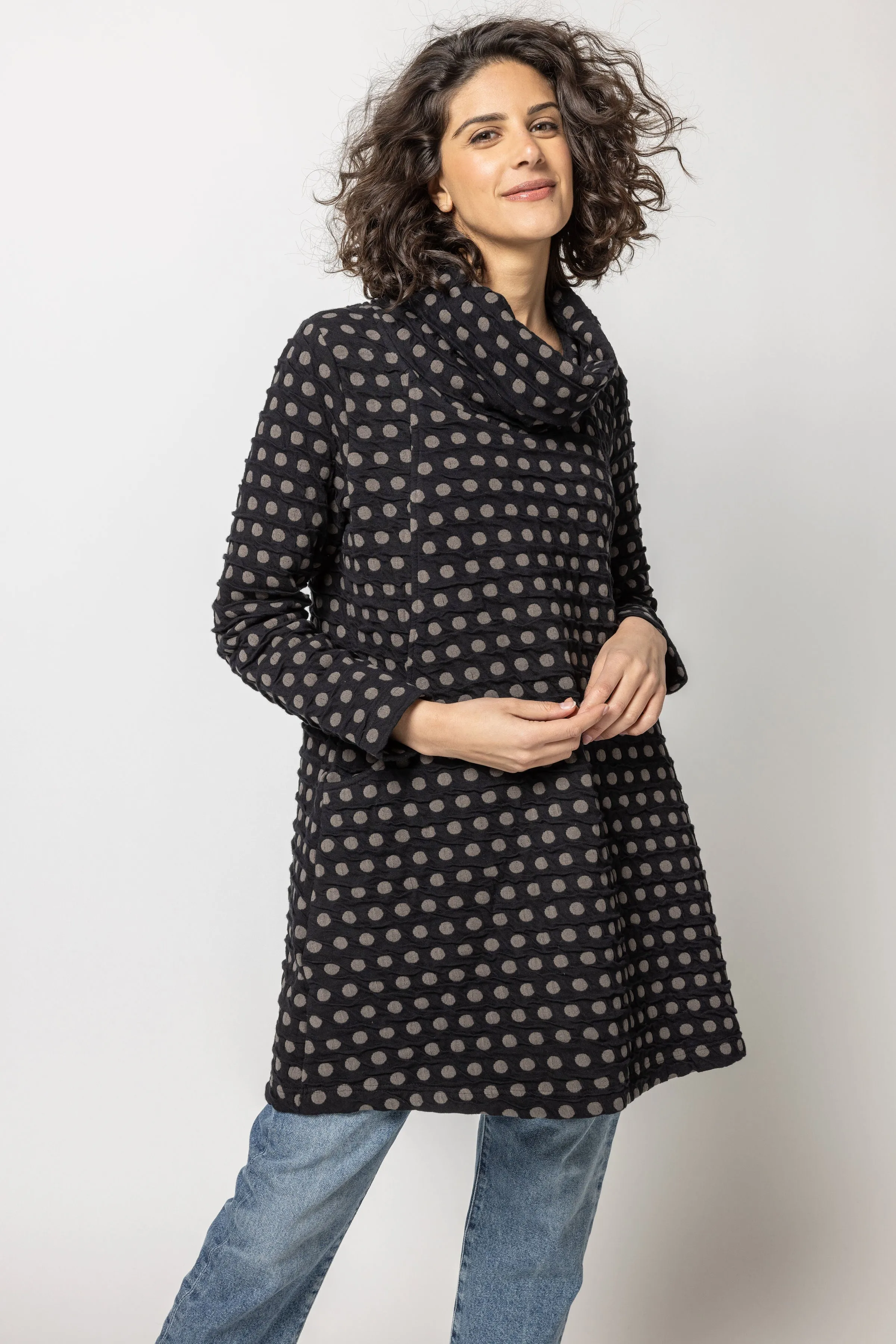 Como Spot Weave Cowl Tunic