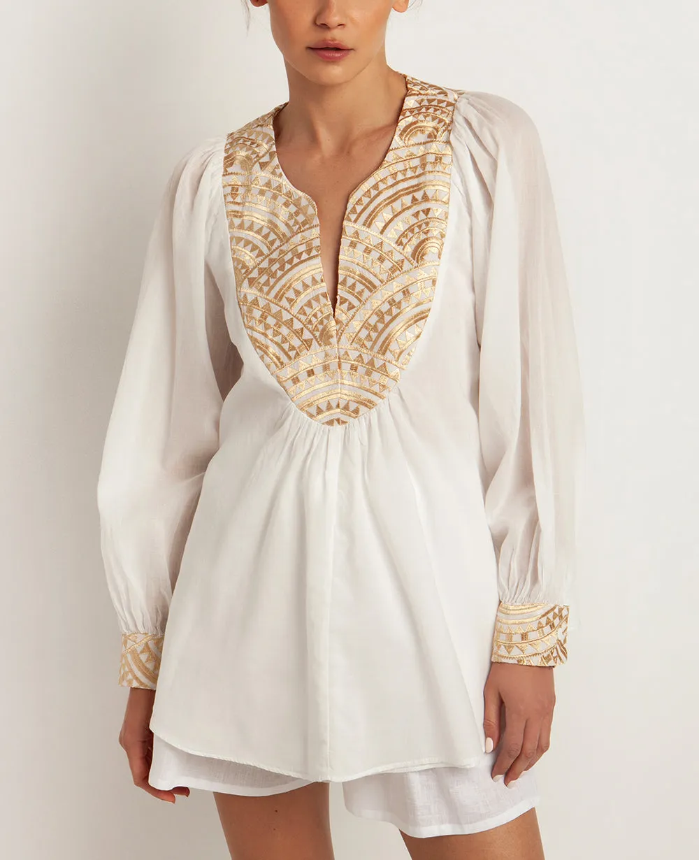 COTTON TUNIC BLOUSE "TRIANGLE"
