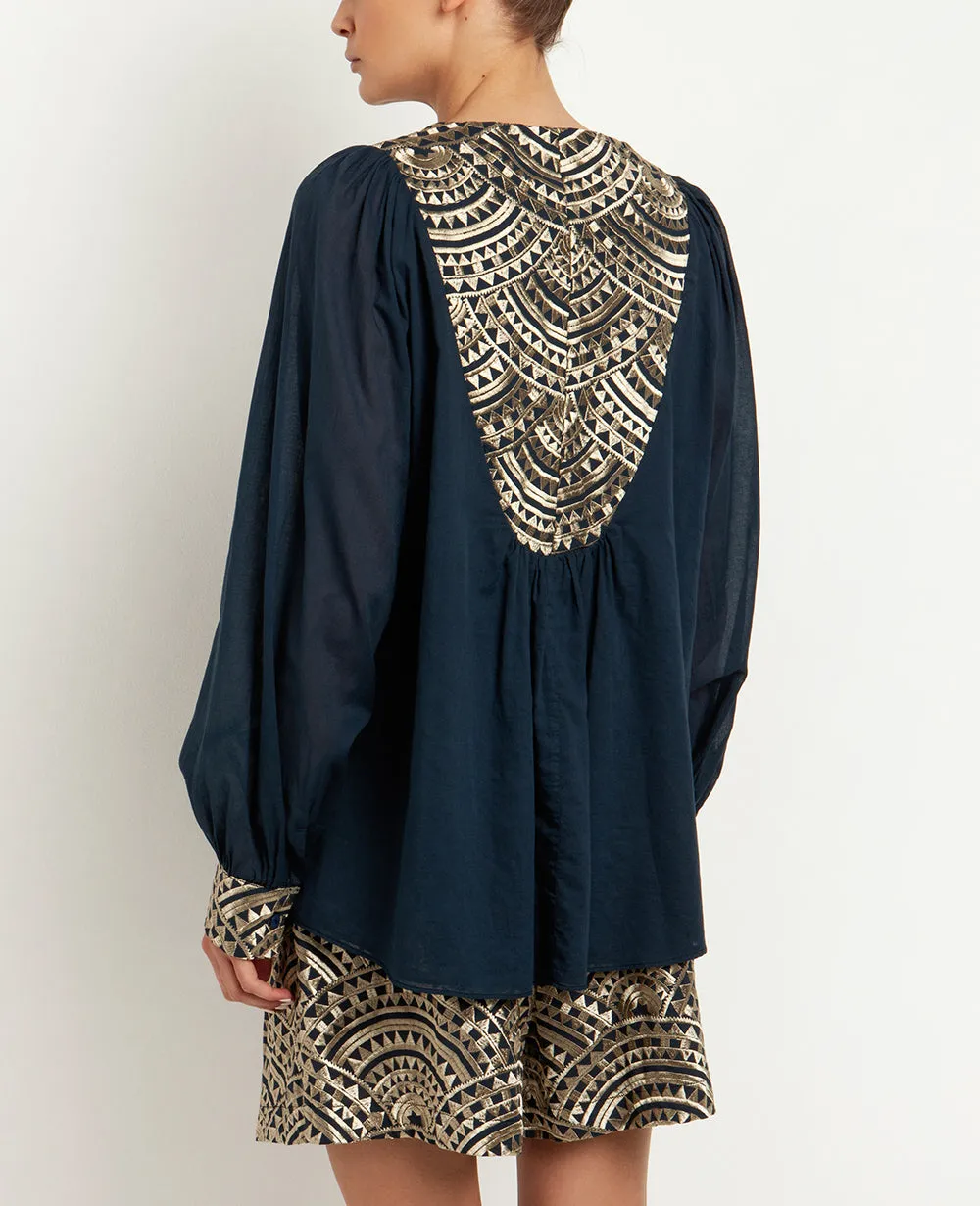 COTTON TUNIC BLOUSE "TRIANGLE"