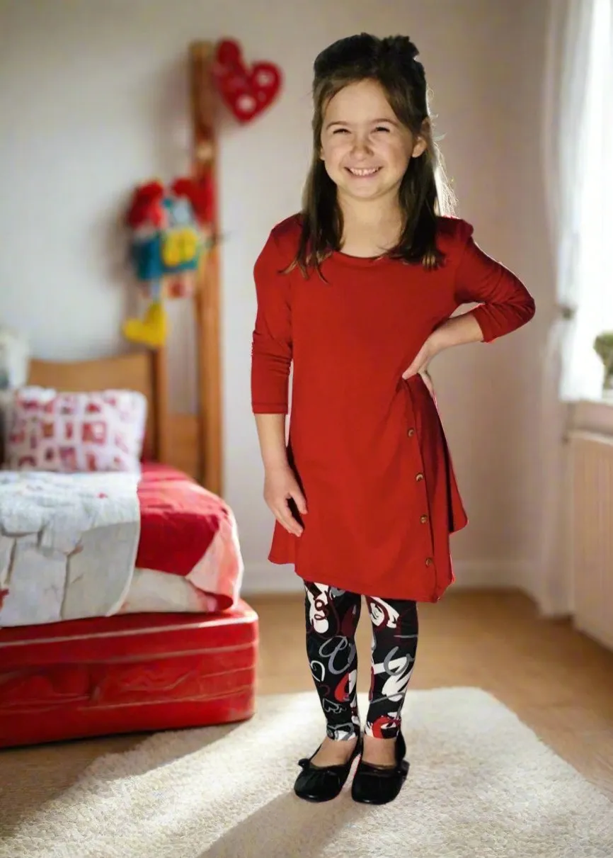 Girls High-Low Asymmetric Red Dress, Long Tunic Top, Sizes 6/8/10/12, Solid Red
