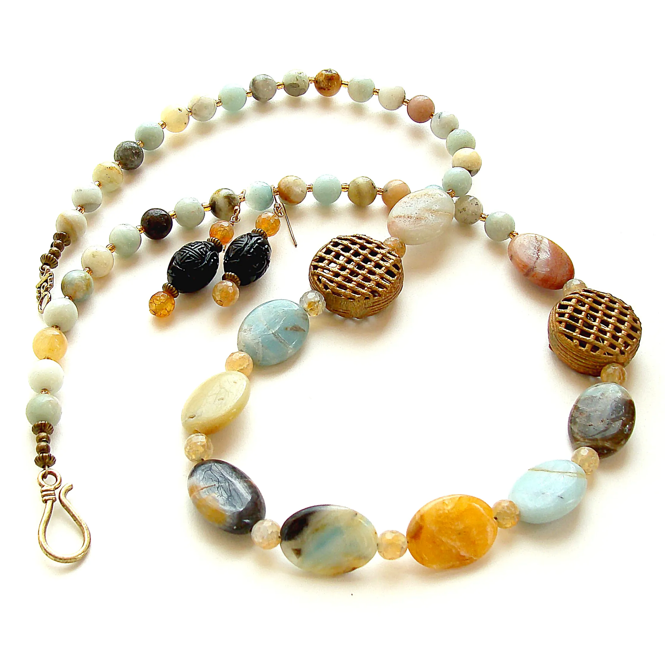 Katrina: Boho Necklace with Amazonite Gemstones