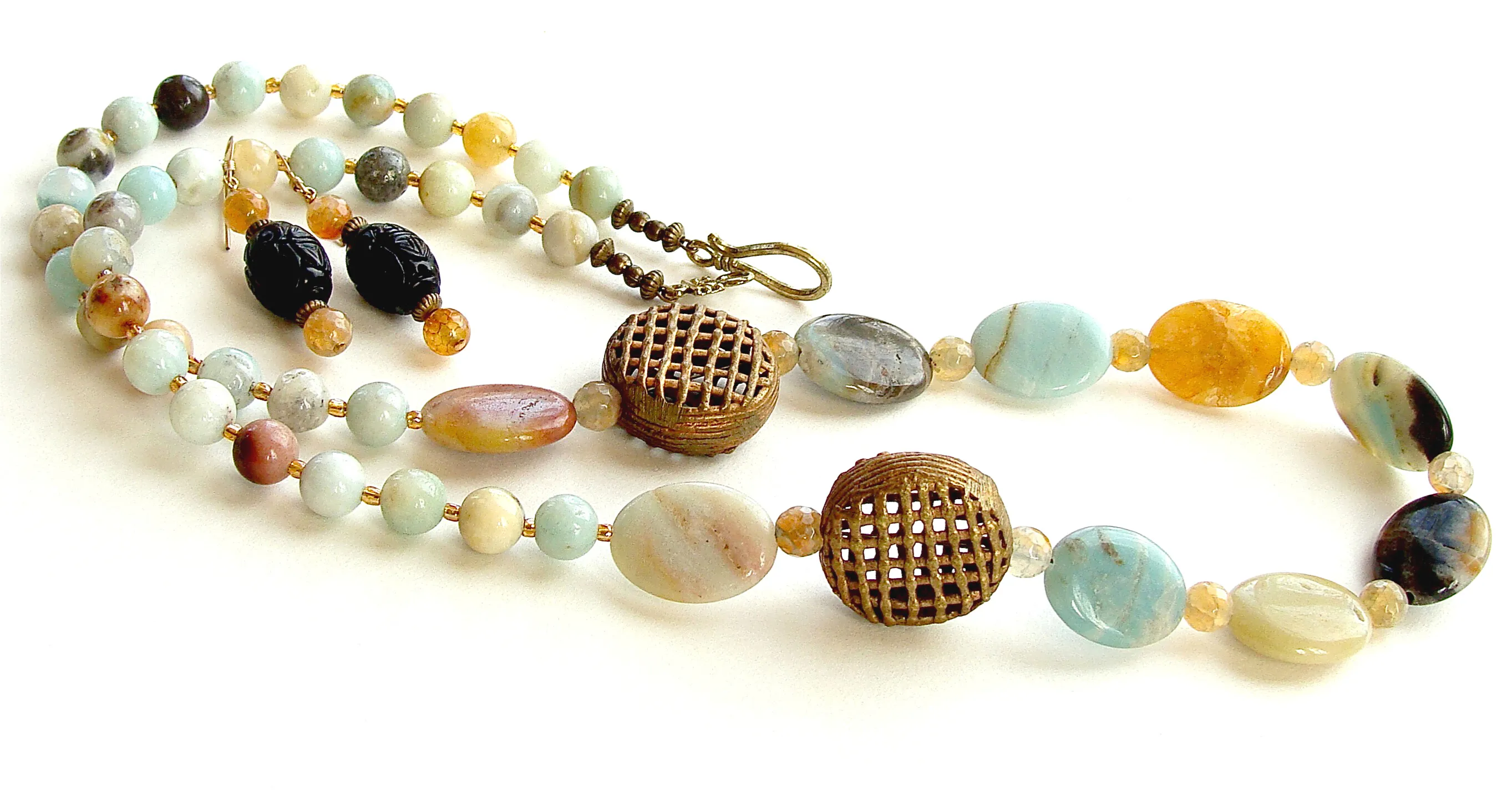 Katrina: Boho Necklace with Amazonite Gemstones