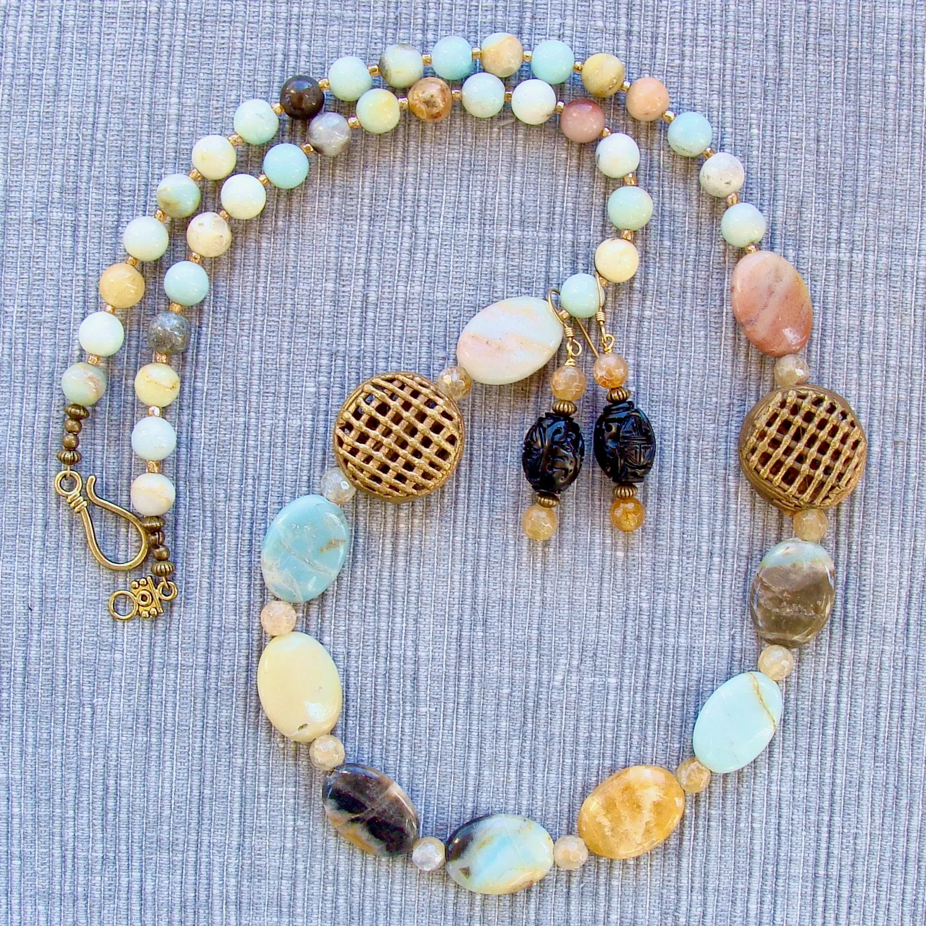 Katrina: Boho Necklace with Amazonite Gemstones