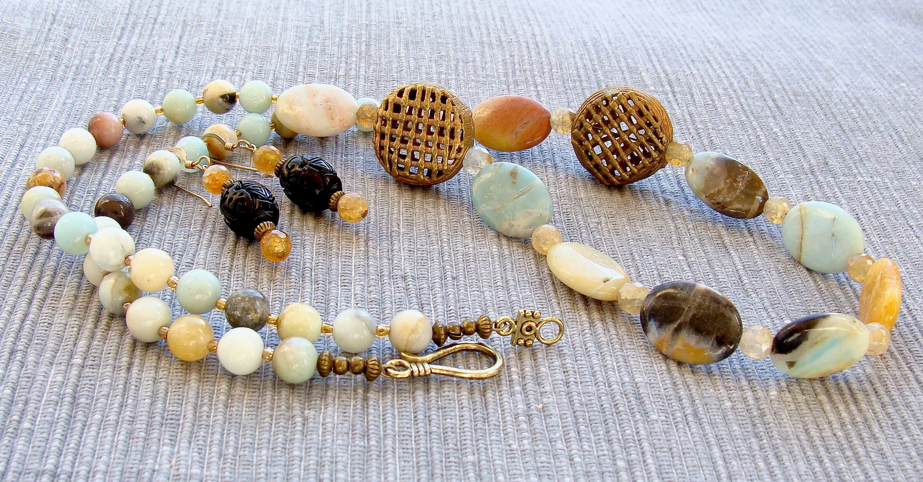 Katrina: Boho Necklace with Amazonite Gemstones