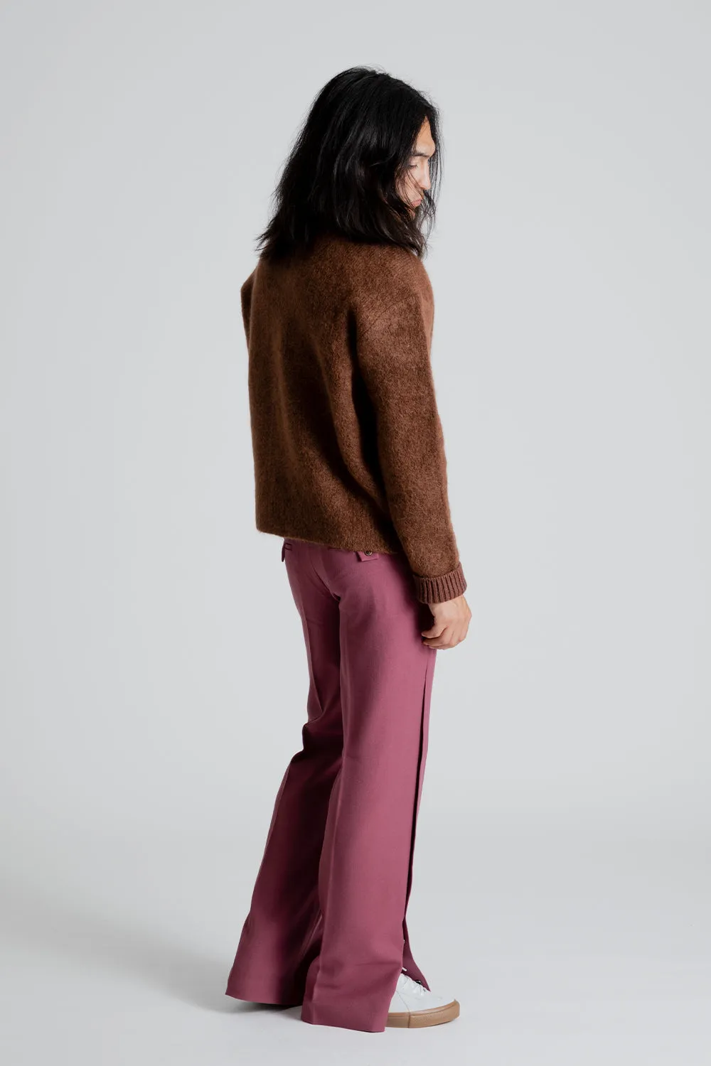 Knitted Chatteris Brushed Polo Sweater - Brown