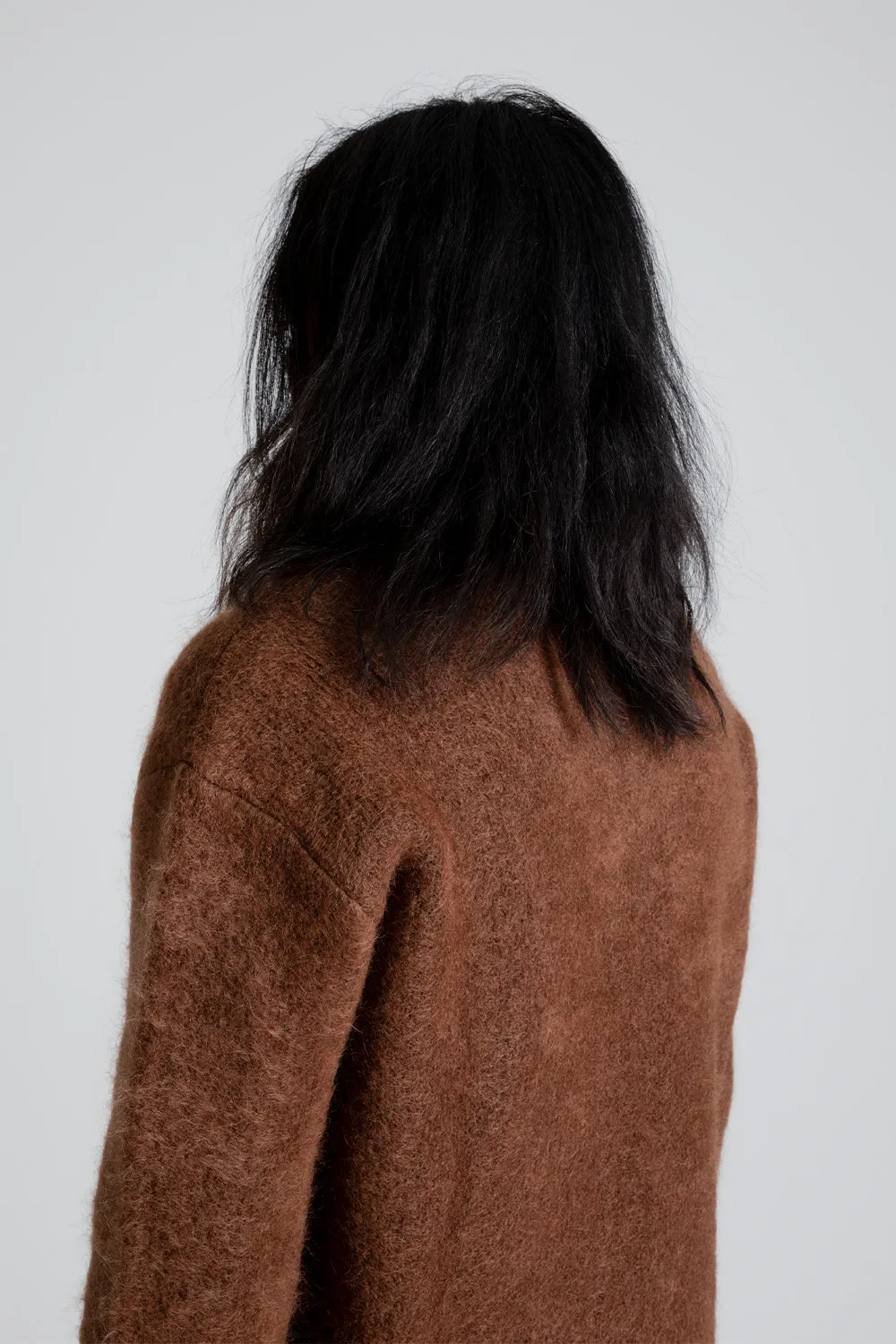 Knitted Chatteris Brushed Polo Sweater - Brown