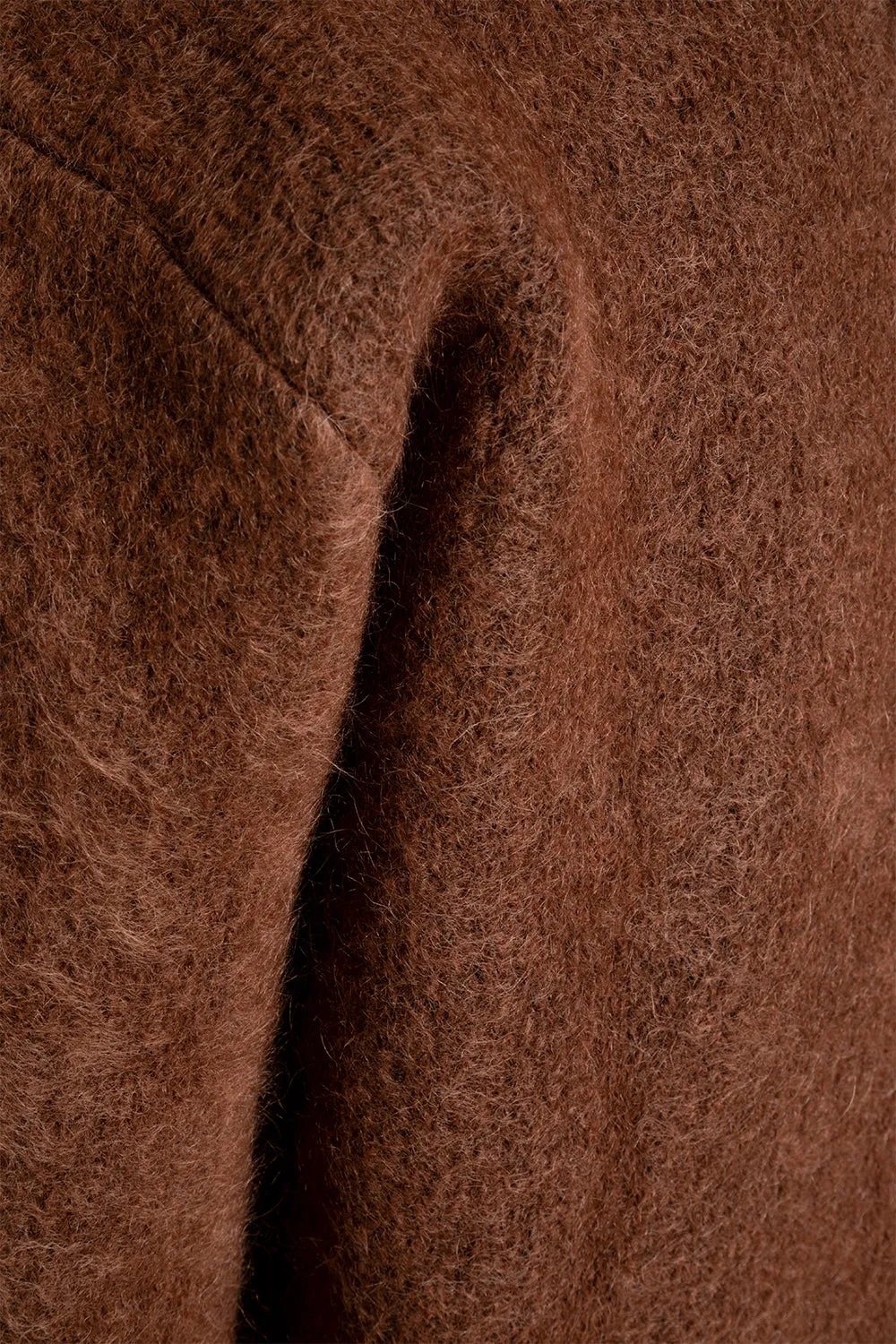 Knitted Chatteris Brushed Polo Sweater - Brown