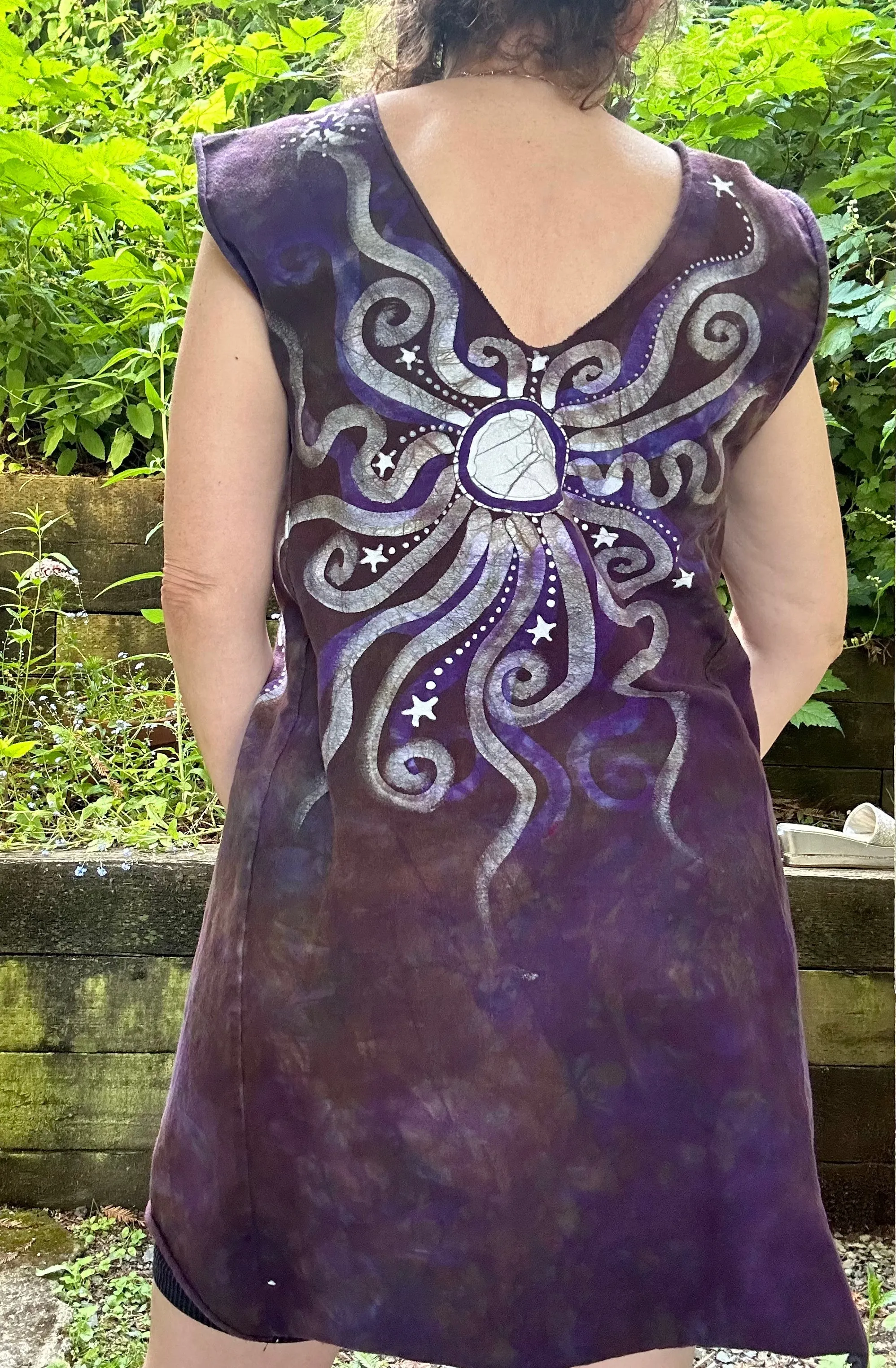 Lilac Woods Organic Cotton Batik Dress Tunic Top - size Large