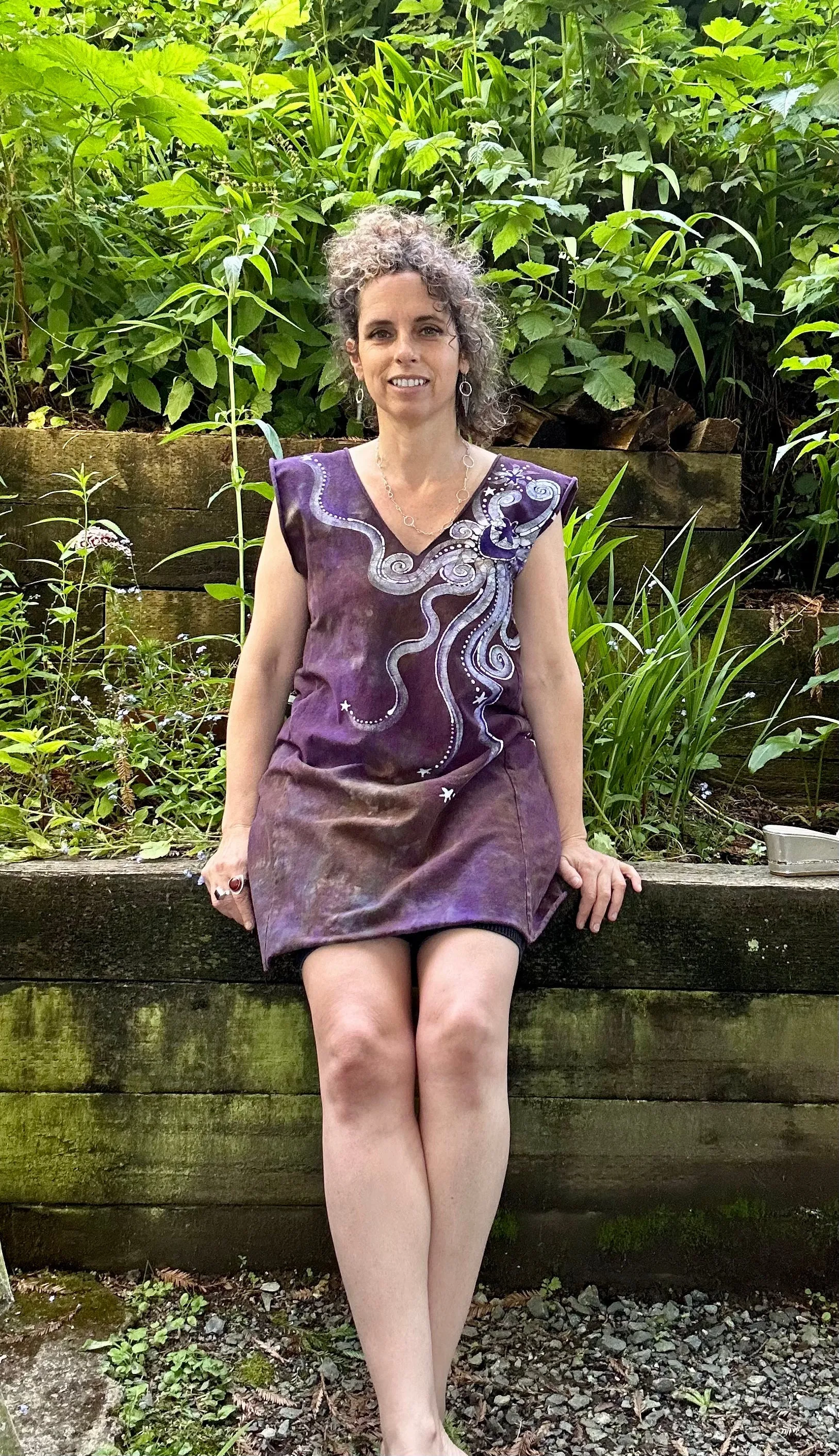 Lilac Woods Organic Cotton Batik Dress Tunic Top - size Large