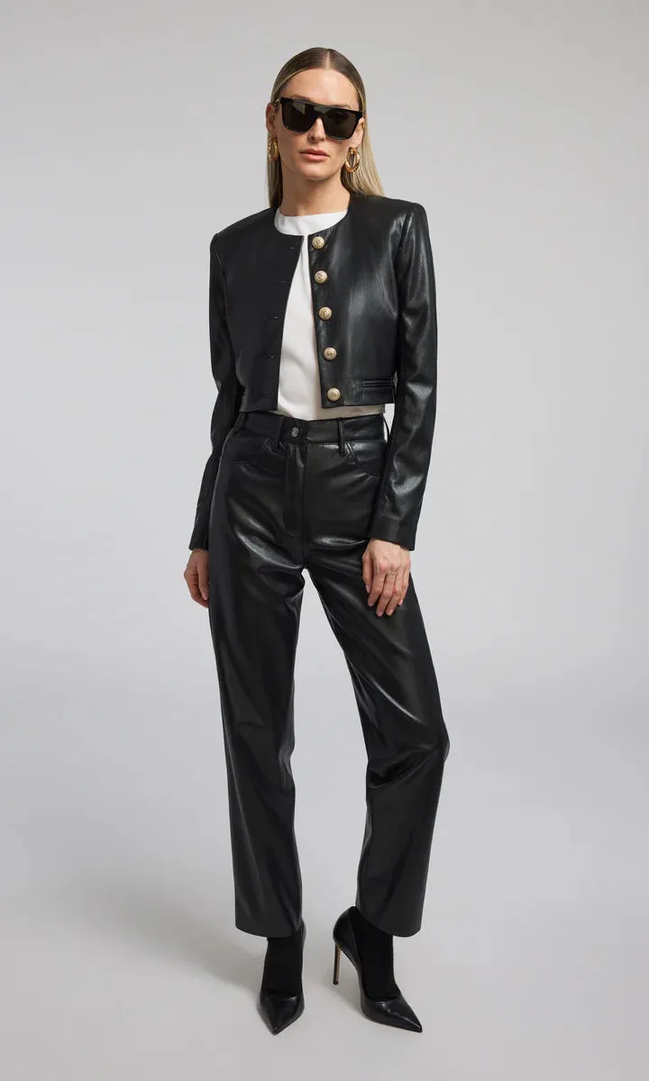 Marko Vegan Leather Blazer - Black