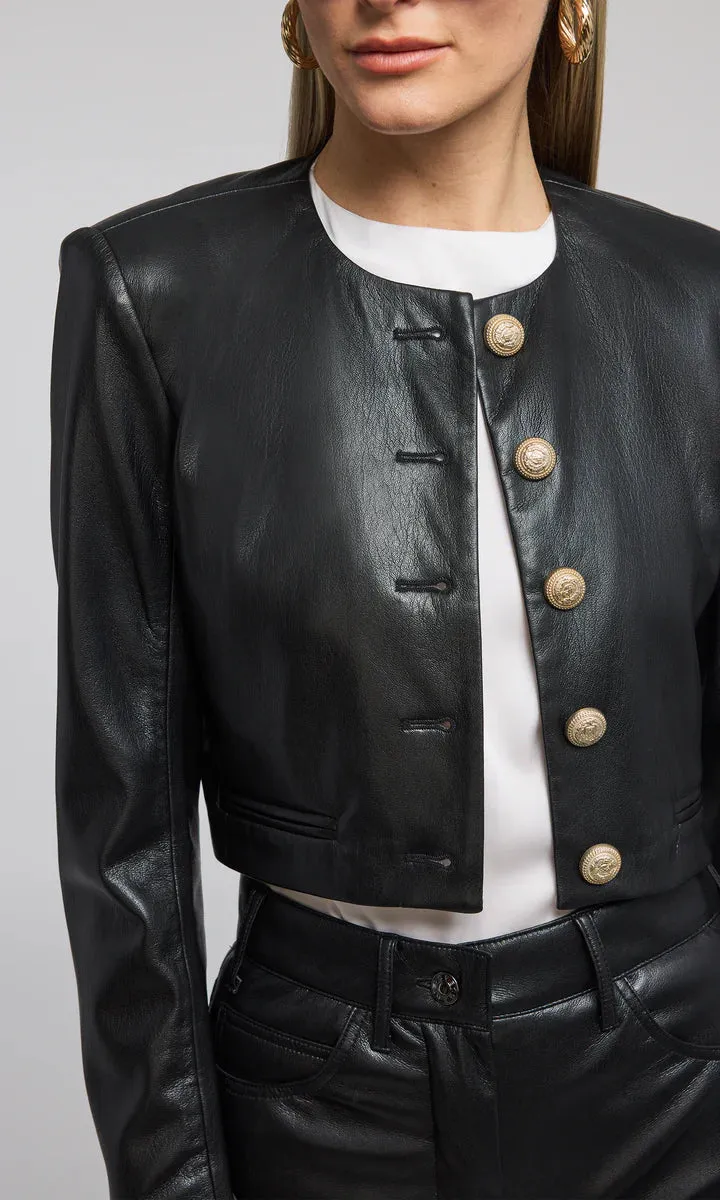 Marko Vegan Leather Blazer - Black