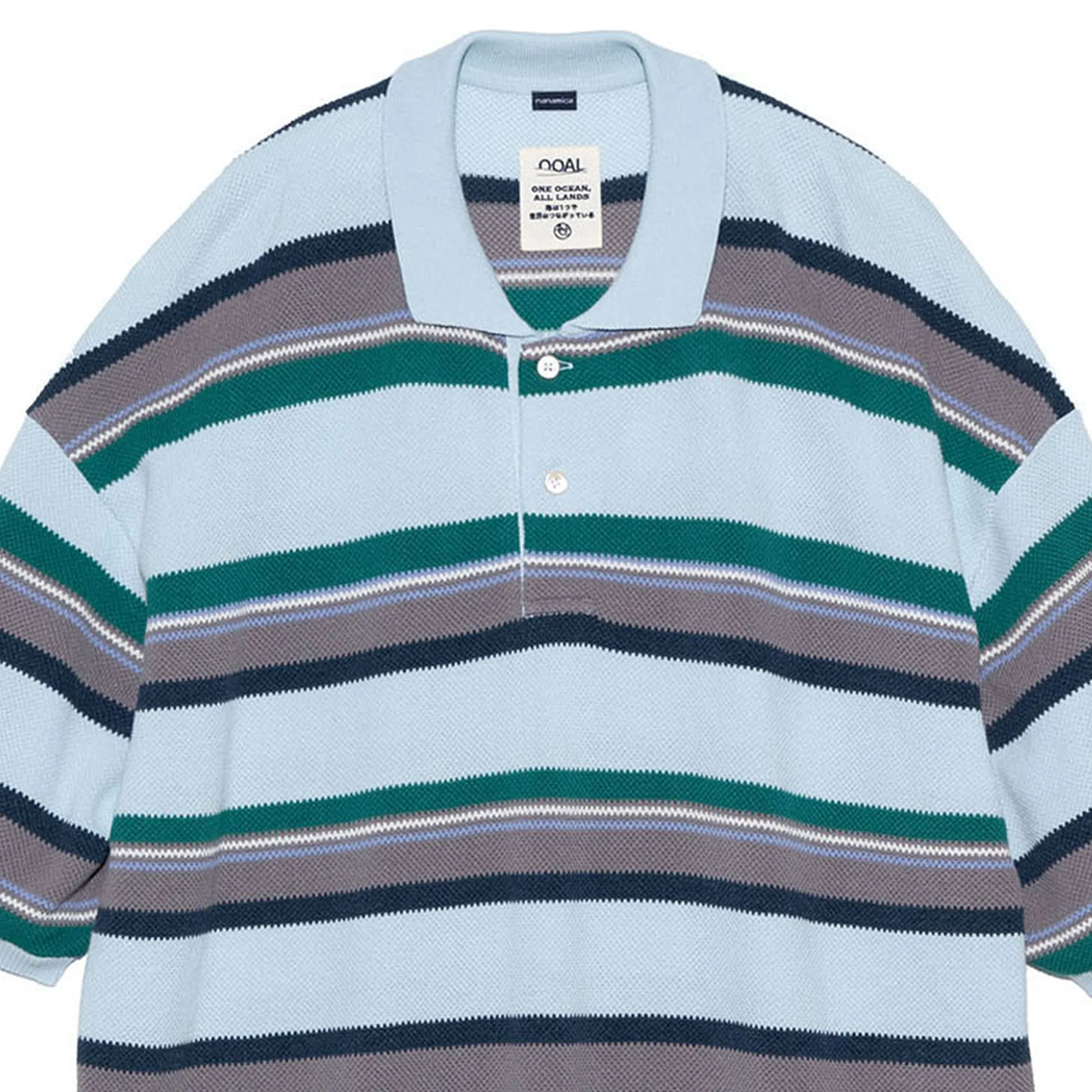 Nanamica Stripe Polo Sweater Sax