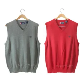 NEW CHAPS Ralph Lauren Men SOLID Classic Fit V-NECK SWEATER VEST M-XL Red/Gray