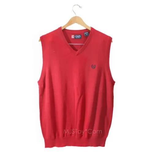 NEW CHAPS Ralph Lauren Men SOLID Classic Fit V-NECK SWEATER VEST M-XL Red/Gray