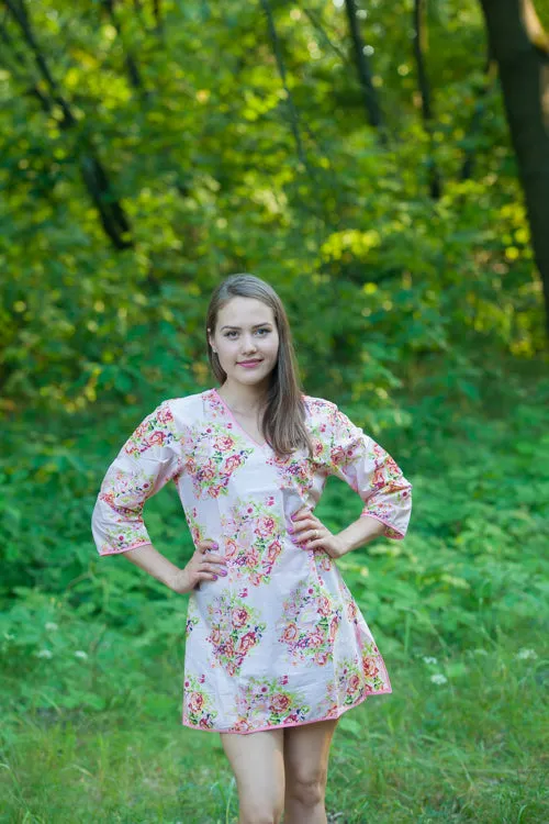 Pink Sun and Sand Style Caftan in Floral Posy Pattern