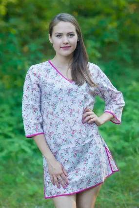 Pink Sun and Sand Style Caftan in Tiny Blossoms Pattern
