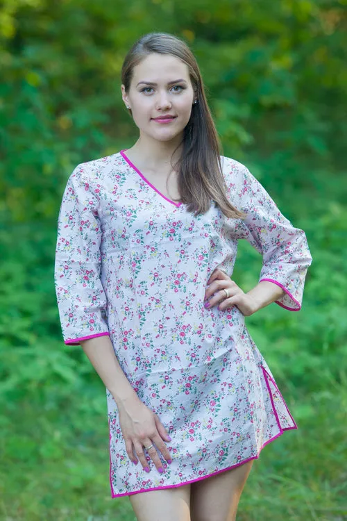 Pink Sun and Sand Style Caftan in Tiny Blossoms Pattern