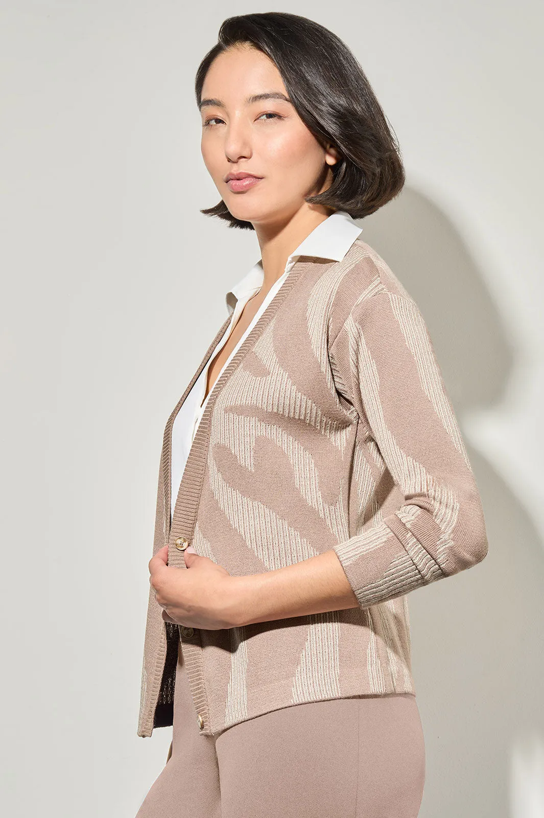 Plus Size Button-Front Combination Top - Mixed-Media