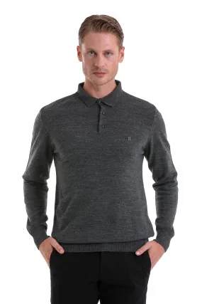 Regular Fit Charcoal Polo Sweater