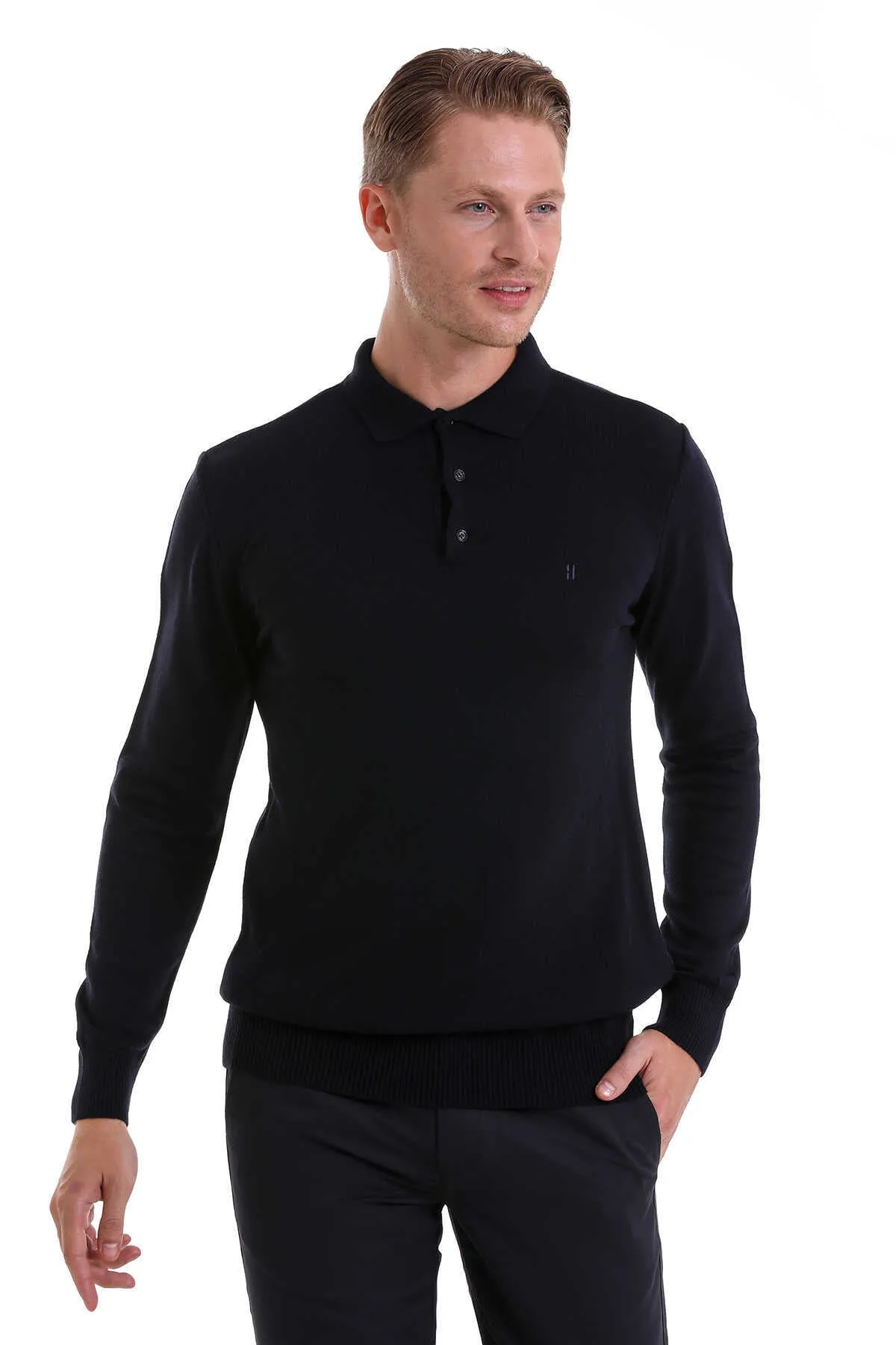 Regular Fit Navy Polo Sweater