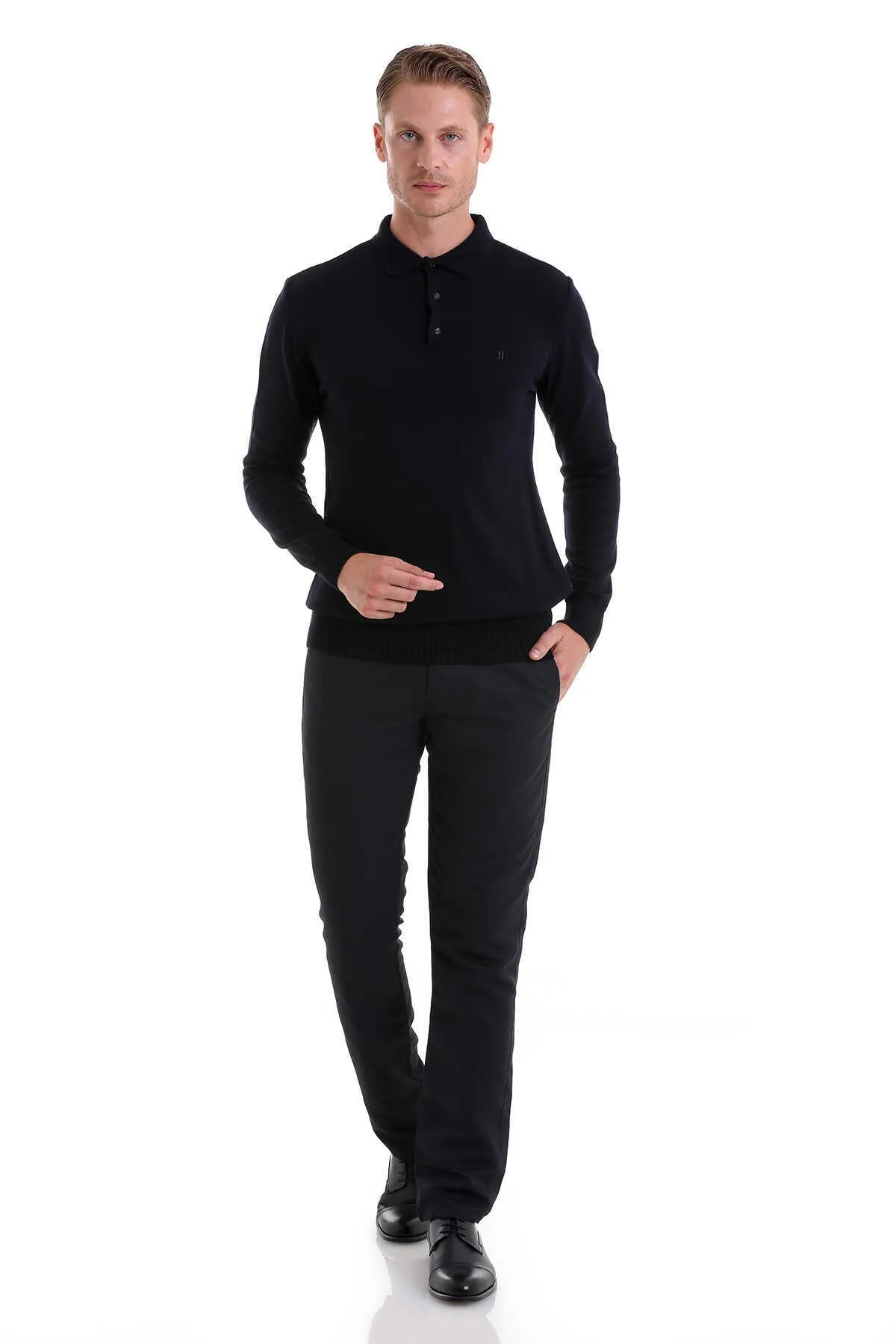 Regular Fit Navy Polo Sweater