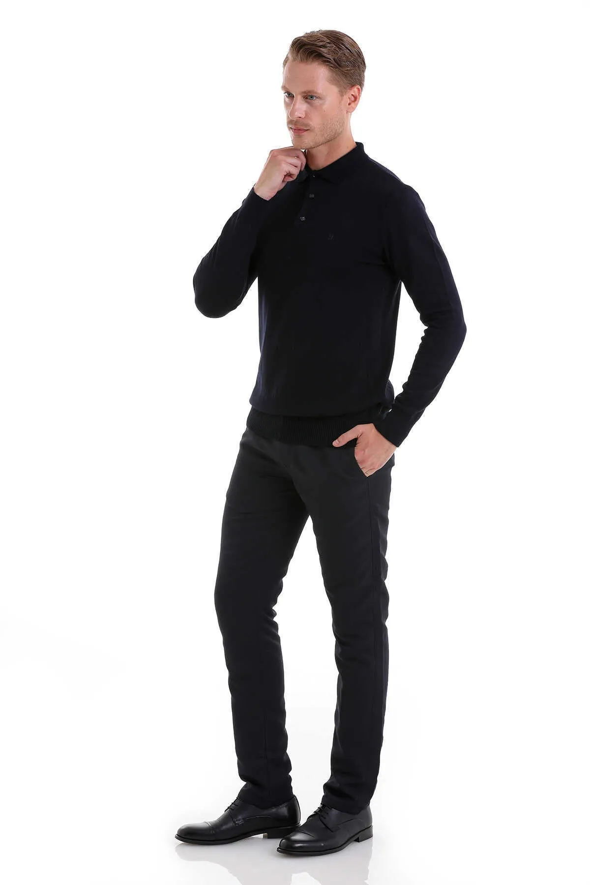 Regular Fit Navy Polo Sweater