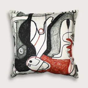 Renée Rossouw Lines Drought Red Velvet Scatter Cushion