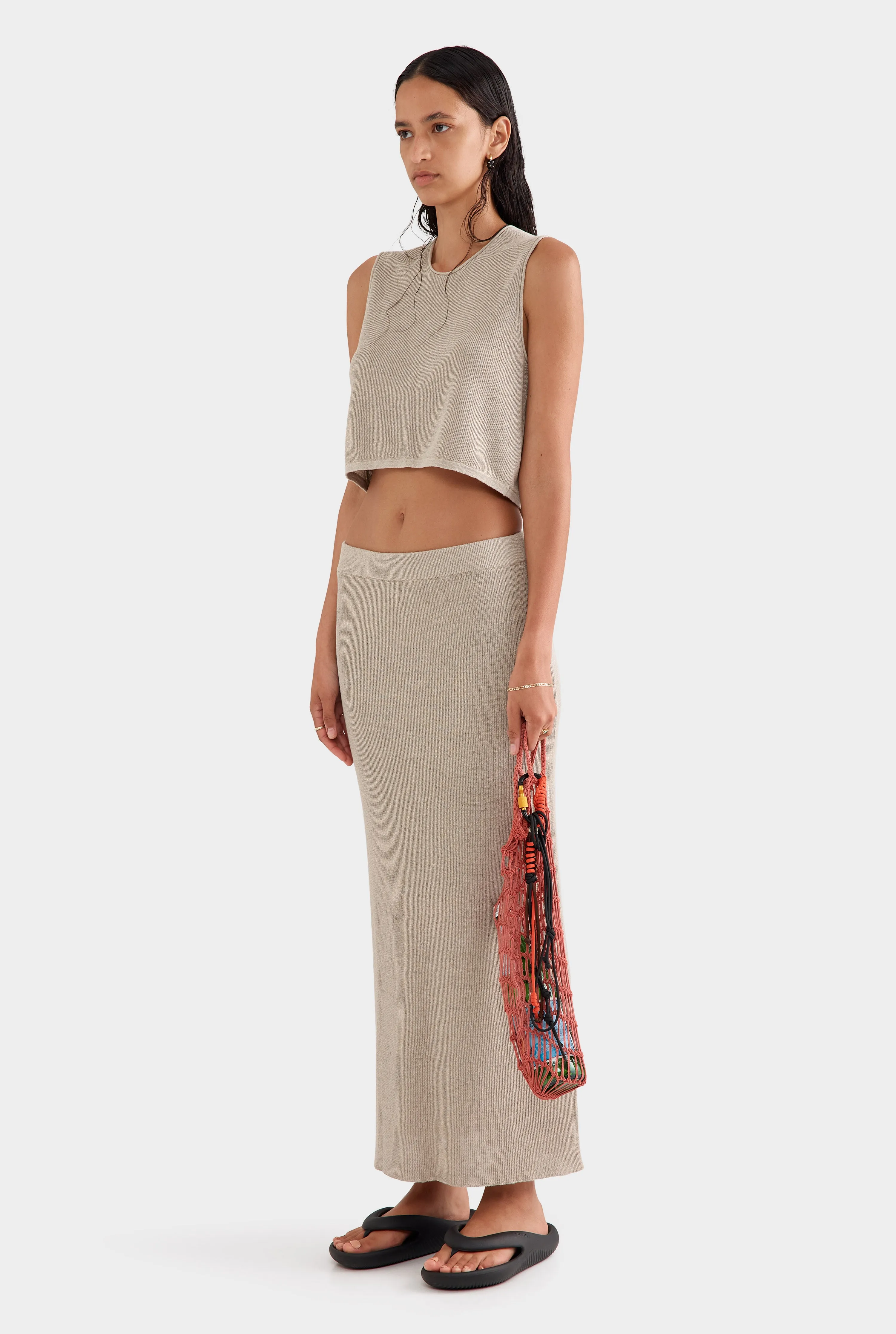 Rib Knitted Skirt 2.0 - Taupe