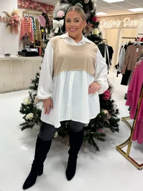 Sadie Curve Beige Tank Top Shirt