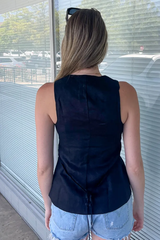 SALE-Square Neck Vest Top-Black