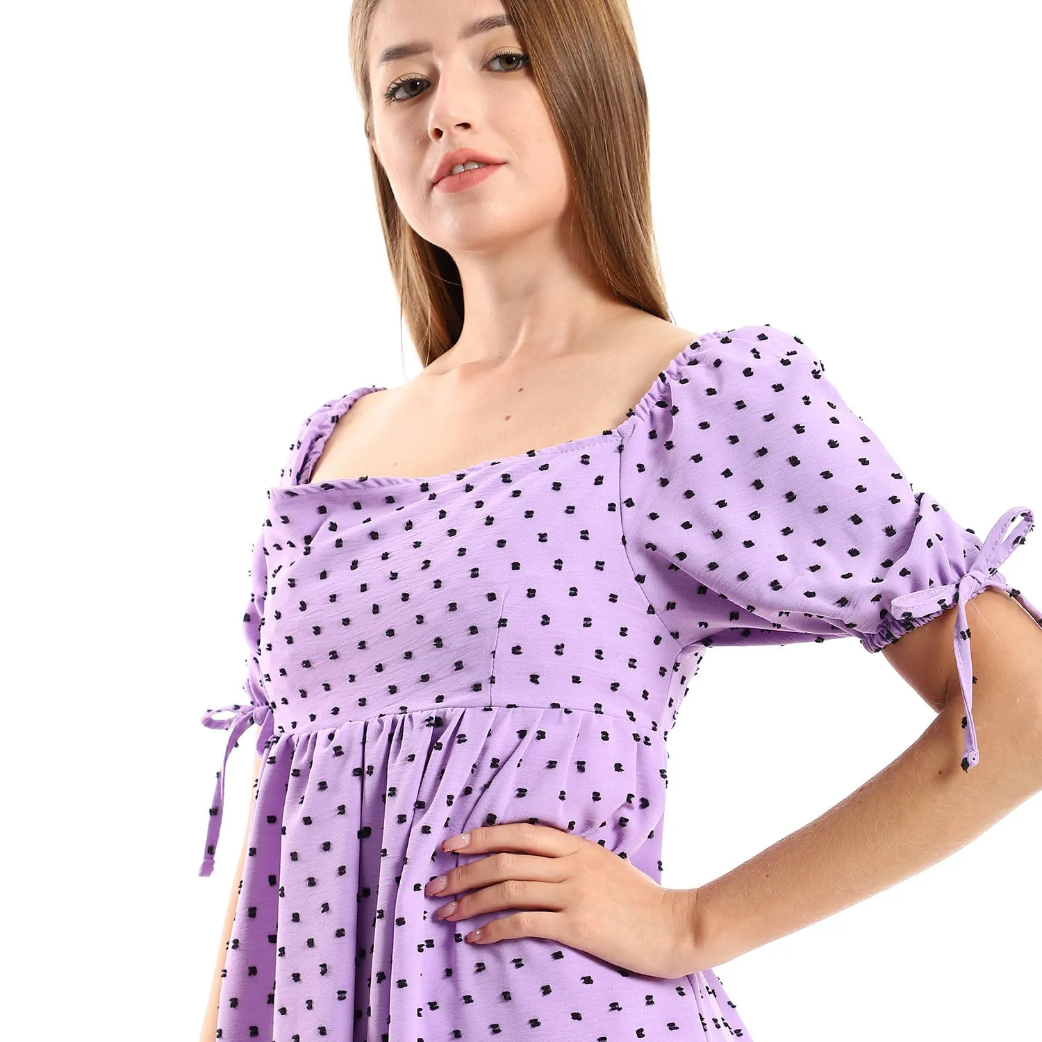 Self Stitched Square Collar Tiered Tunic - Kady