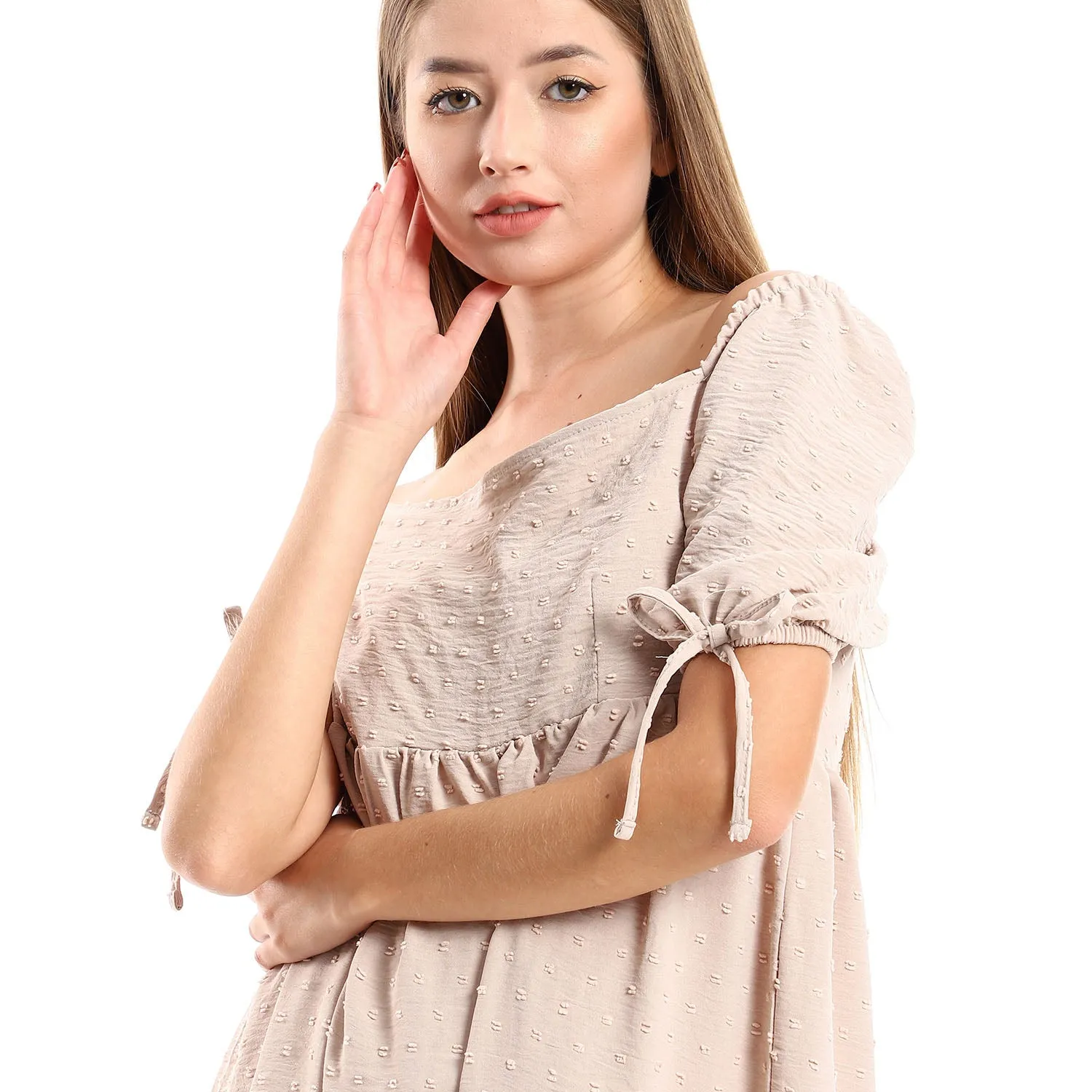 Self Stitched Square Collar Tiered Tunic - Kady